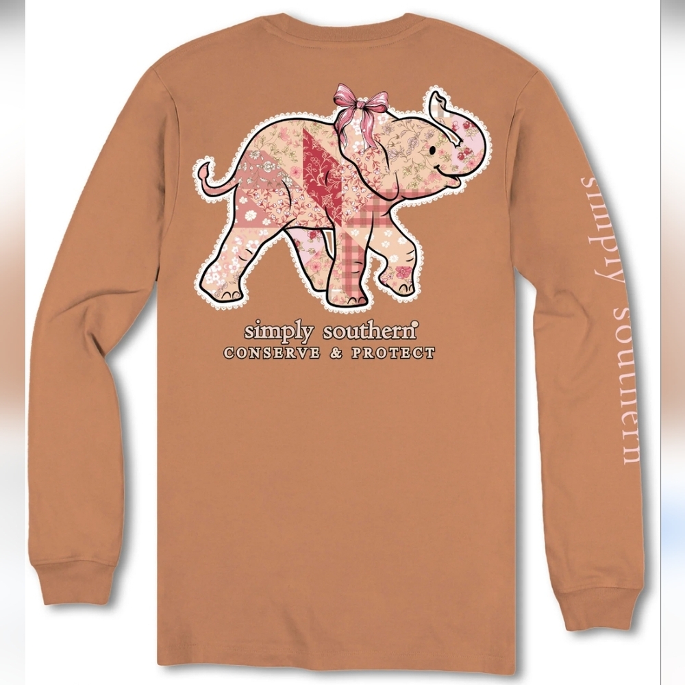 NWT Simply Southern Elephant Handkerchief Print Tracker Longsleeve